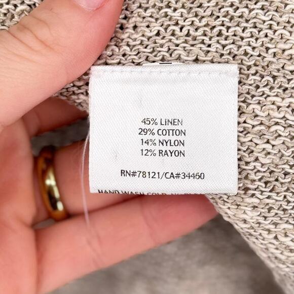Eileen Fisher Minimalist Linen Beige Sweater Cardigan L Cottagecore Scandistyle - Picture 9 of 9